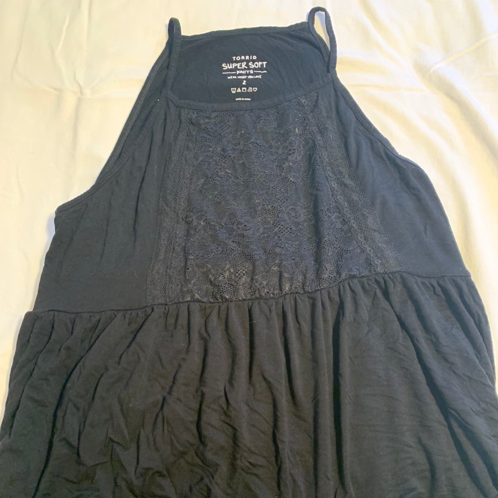 Never worn! Black tank top with lace design